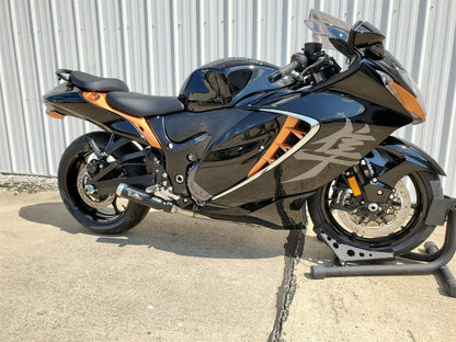 MINI MEG 4 INTO 1 RACE EXHAUST SUZUKI HAYABUSA 22-25 BLACK STOCK WIDTH SWINGARM VMMEFSBUSAM2B*