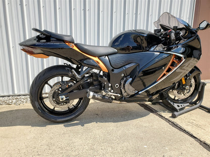 MINI MEG 4 INTO 1 RACE EXHAUST SUZUKI HAYABUSA 22-25 BLACK STOCK WIDTH SWINGARM VMMEFSBUSAM2B*