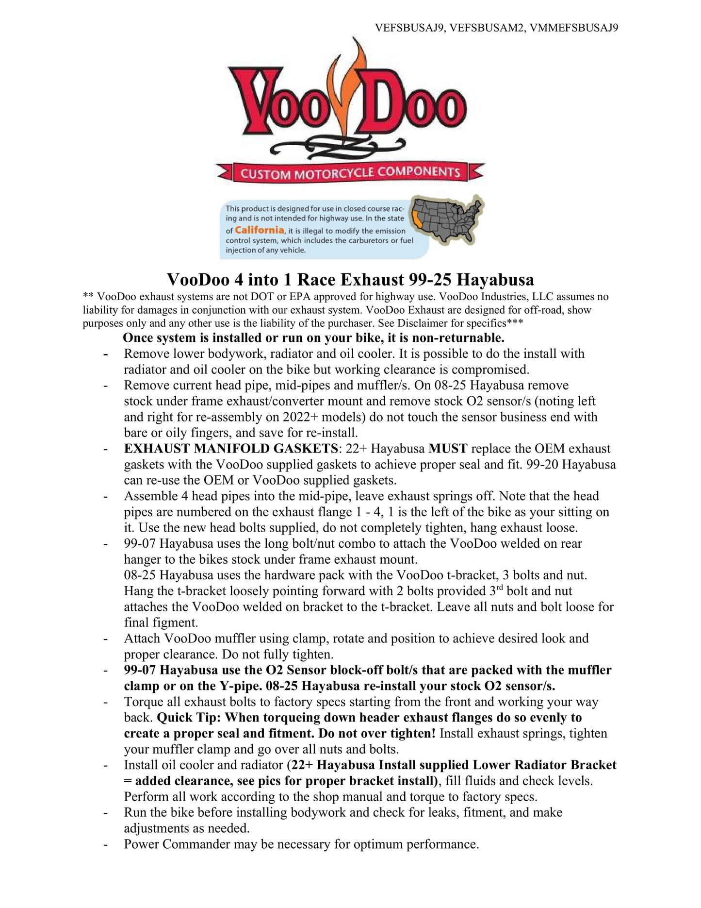 SHORTY 4 INTO 1 GSX1300R HAYABUSA 22-25 STANDARD SWINGARM POLISHED VEFSBUSAM2P*